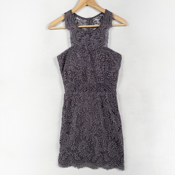 Charlotte Russe Dresses & Skirts - Charlotte Russe Dress Sz Medium Gray Lace Sheath Padded Bust Sleeveless NEW